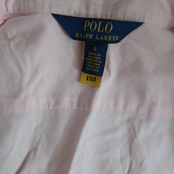 POLO RALPH LAUREN GIRLS SHORT SLEEVE OXFORD BUTTON DOWN SHIRT PINK SIZE 8 - Picture 6 of 13